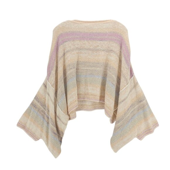 NWT FREE PEOPLE Saturn Poncho Sweater Warm Sky Combo Crop OVERSIZED Size XS - Picture 4 of 8